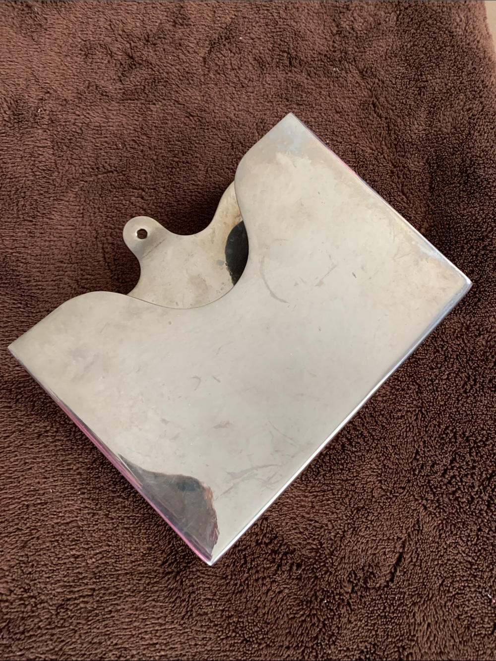 Chrome Art Deco (likely antique circa 1930s) wall pocket/toilet tissue holder